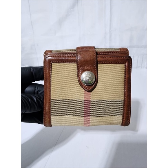 Authentic BURBERRY Vintage Canvas House Check Buckle Wallet Brown/Beige - Picture 3 of 12